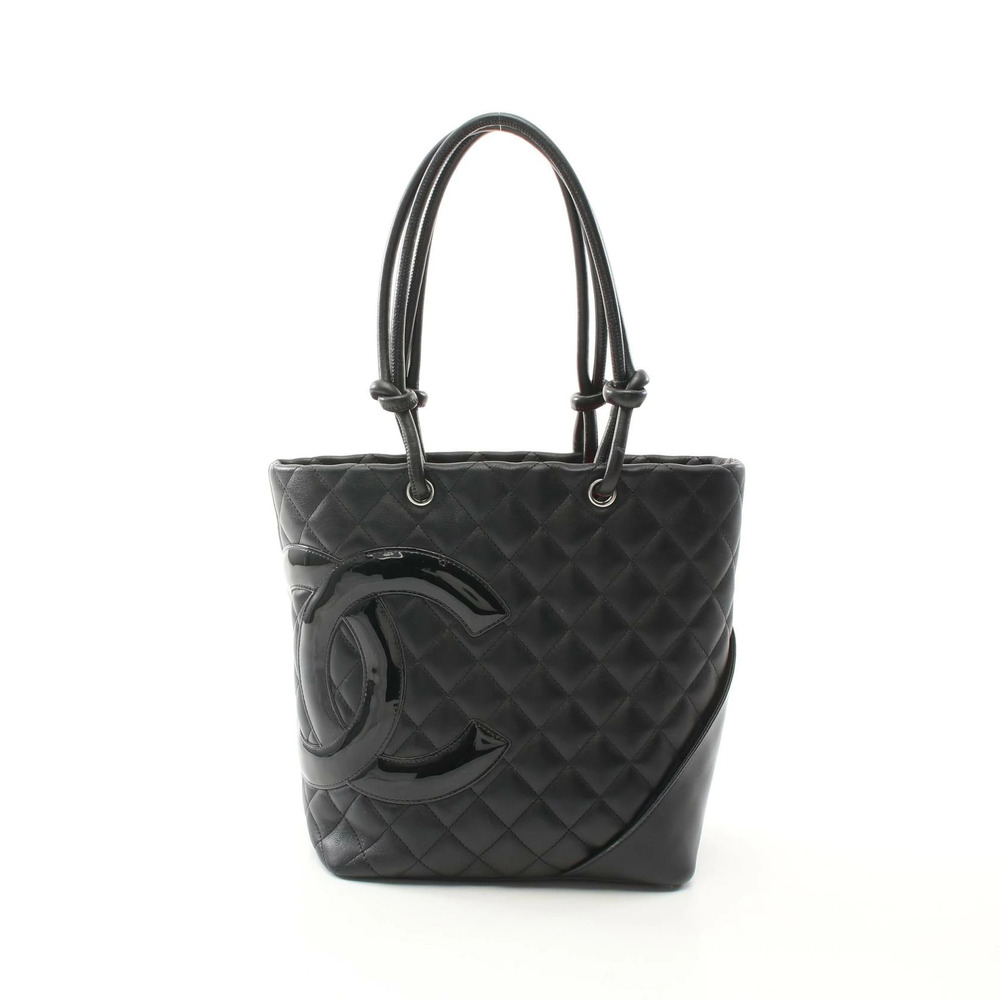 Chanel Cambon Tote Bag Leather Patent Vernis Black